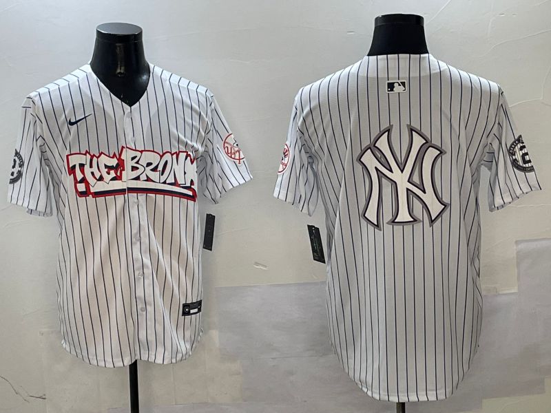 Men New York Yankees Blank White Stripe four generations Joint Name 2025 Nike MLB Jersey style 10->new york yankees->MLB Jersey